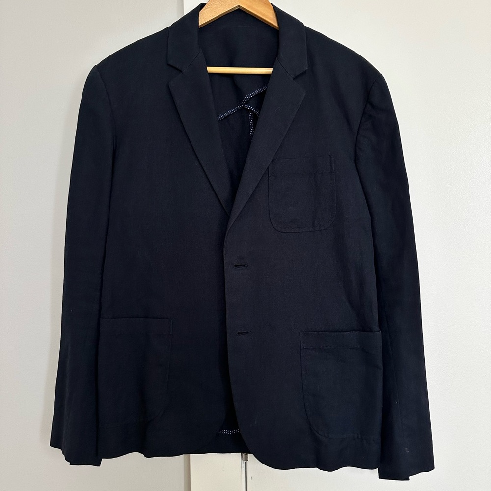 Vince Men's Relaxed Hemp Blazer Navy